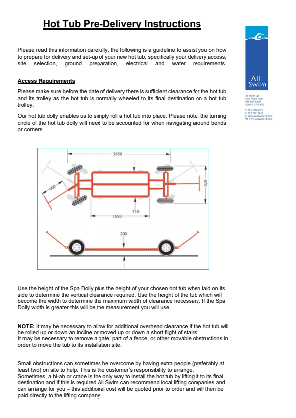 PDF Document -  All Swim Hot Tub  Pre Delivery Instructions 