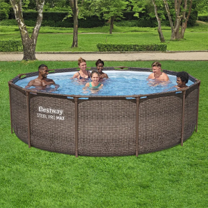 Bestway Steel Pro Max Rattan Round Above Ground Swimming Pool 